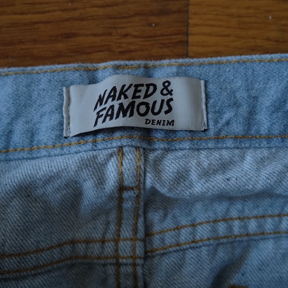 NAKED & FAMOUS DENIM Super Guy Stone Blue Recycled Selvedge Jeans Mens Size 34 - Picture 5 of 14
